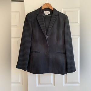 Evan-Picone Black Pinstriped Suit